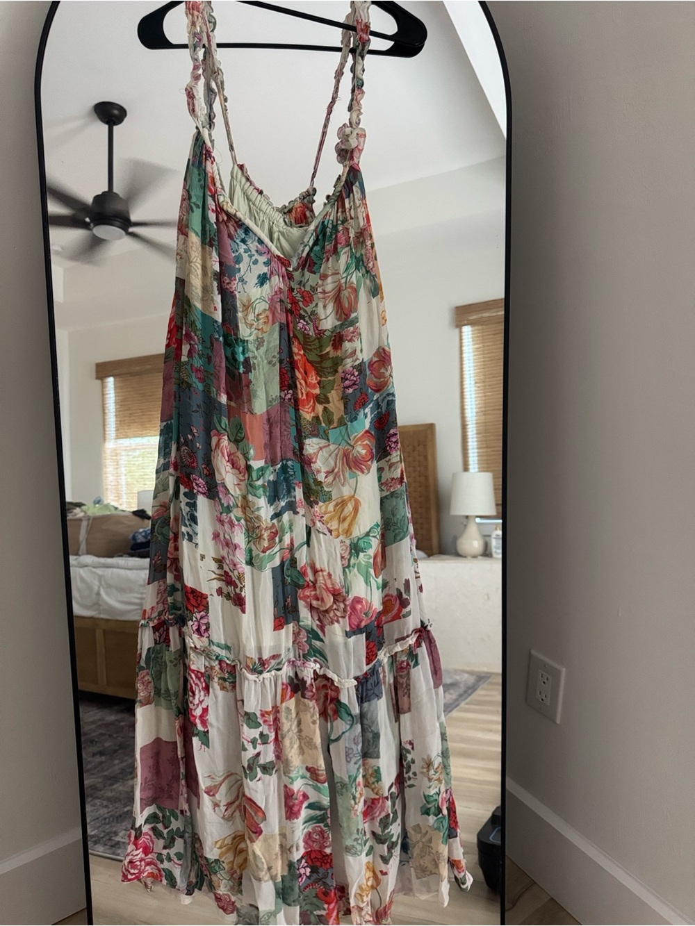 Anthropologie Chiffon Shift Midi Dress Patchwork Floral Pink - Picture 3 of 6
